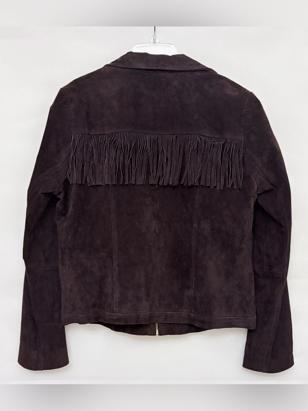Rachel Rachel Roy Brown Genuine Suede Leather Fringe Jacket L